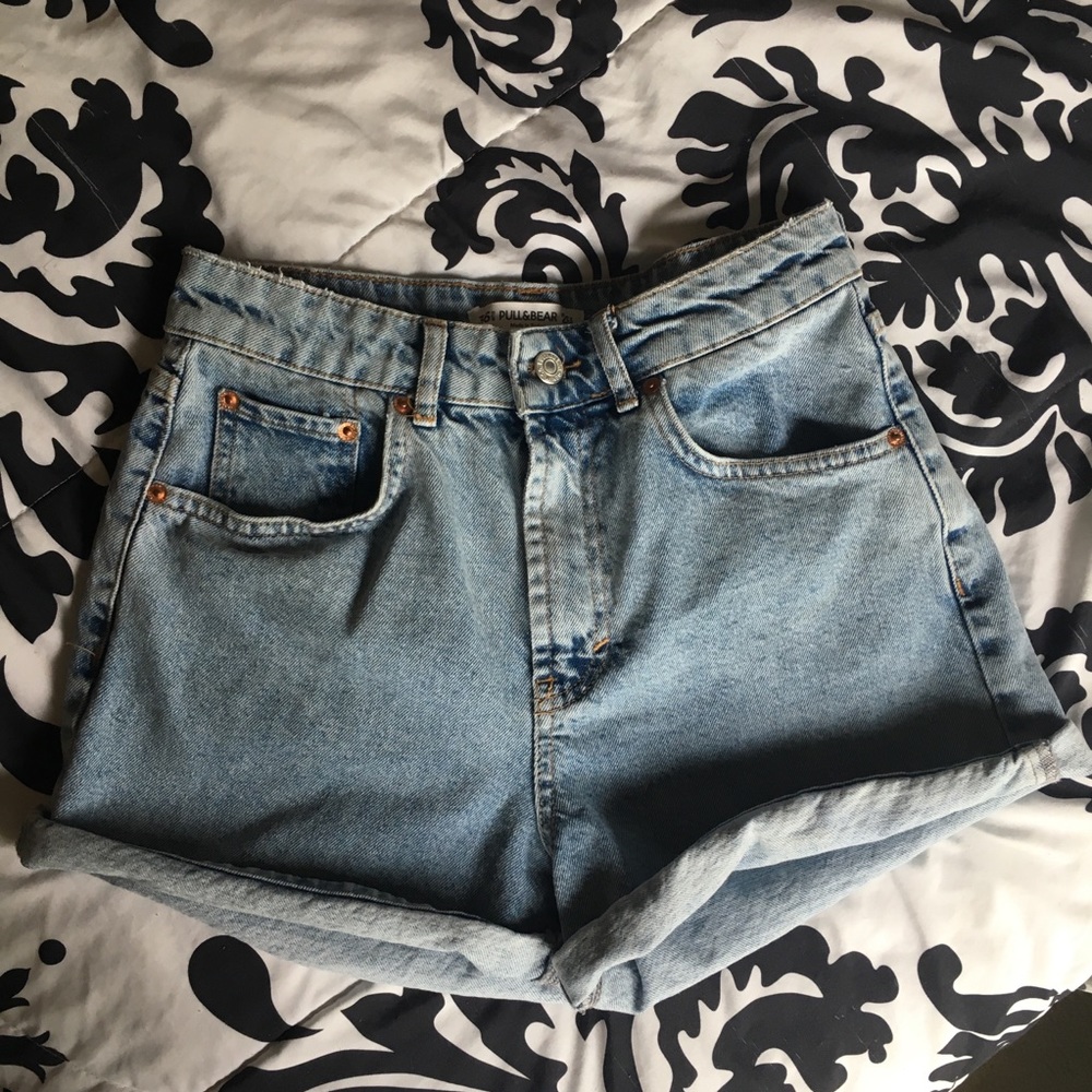 High waisted mom jean shorts